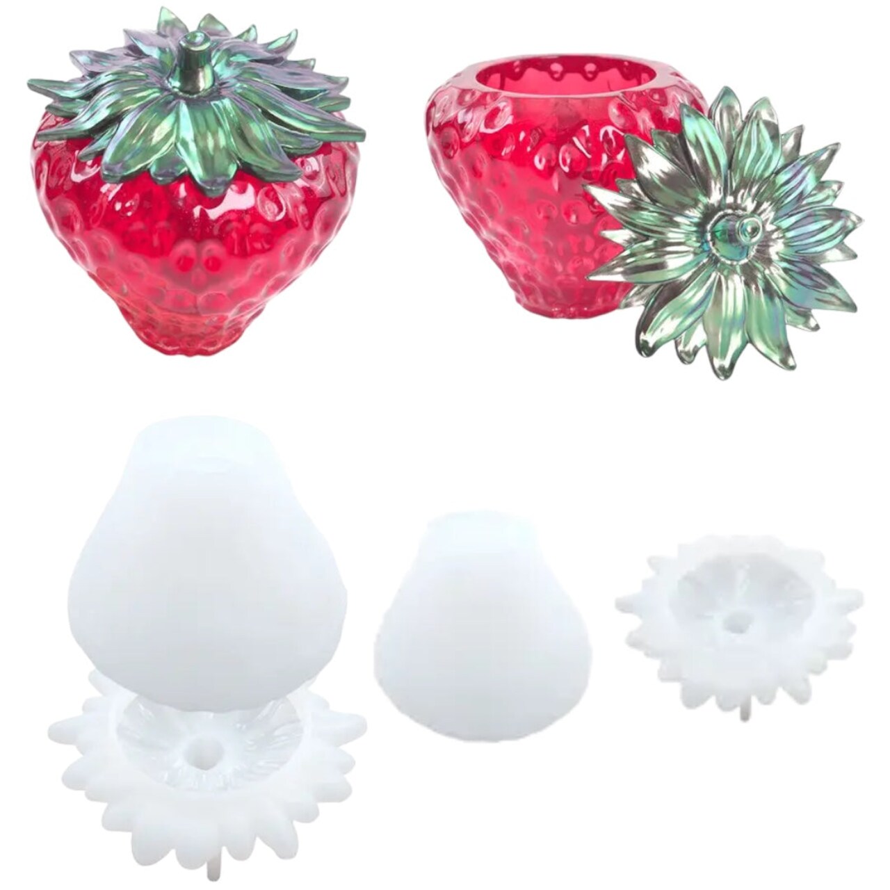 Strawberry Shaped Trinket Jar With Lid Silicone Mold for Epoxy Resin Art